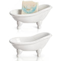 DEAYOU 2-Pack Ceramic Bathtub Soap Dish – White Porcelain Draining Holder