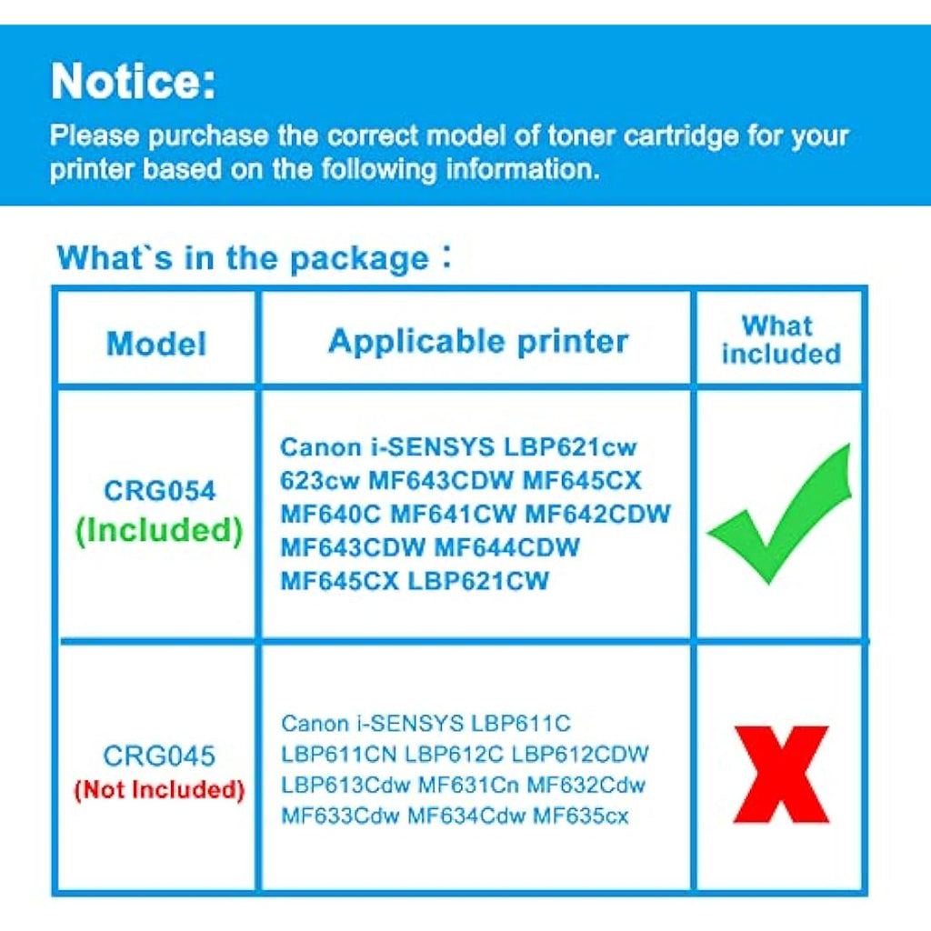 LCL Compatible CRG-054 Toner Cartridge 4-Pack for Canon i-SENSYS MF643CDW