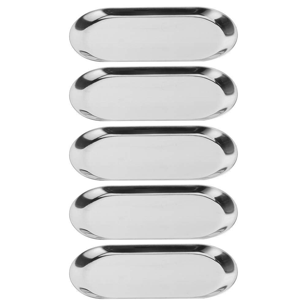 Jolof Store Stainless Steel Jewelry Tray – 5pc Oval Cosmetic Organizer