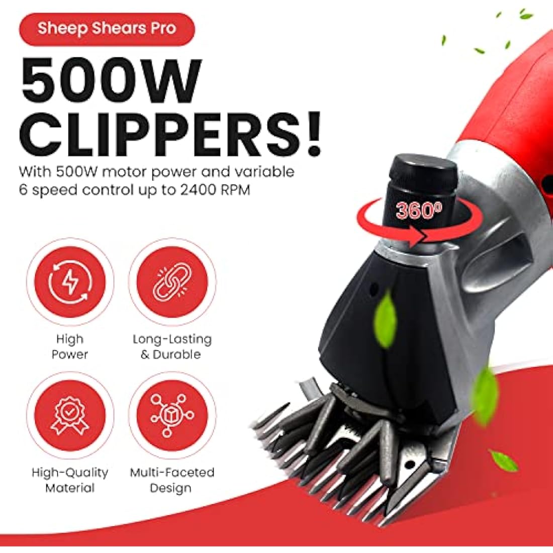 500W Electric Sheep Shears – 6 Speed Heavy Duty Clippers