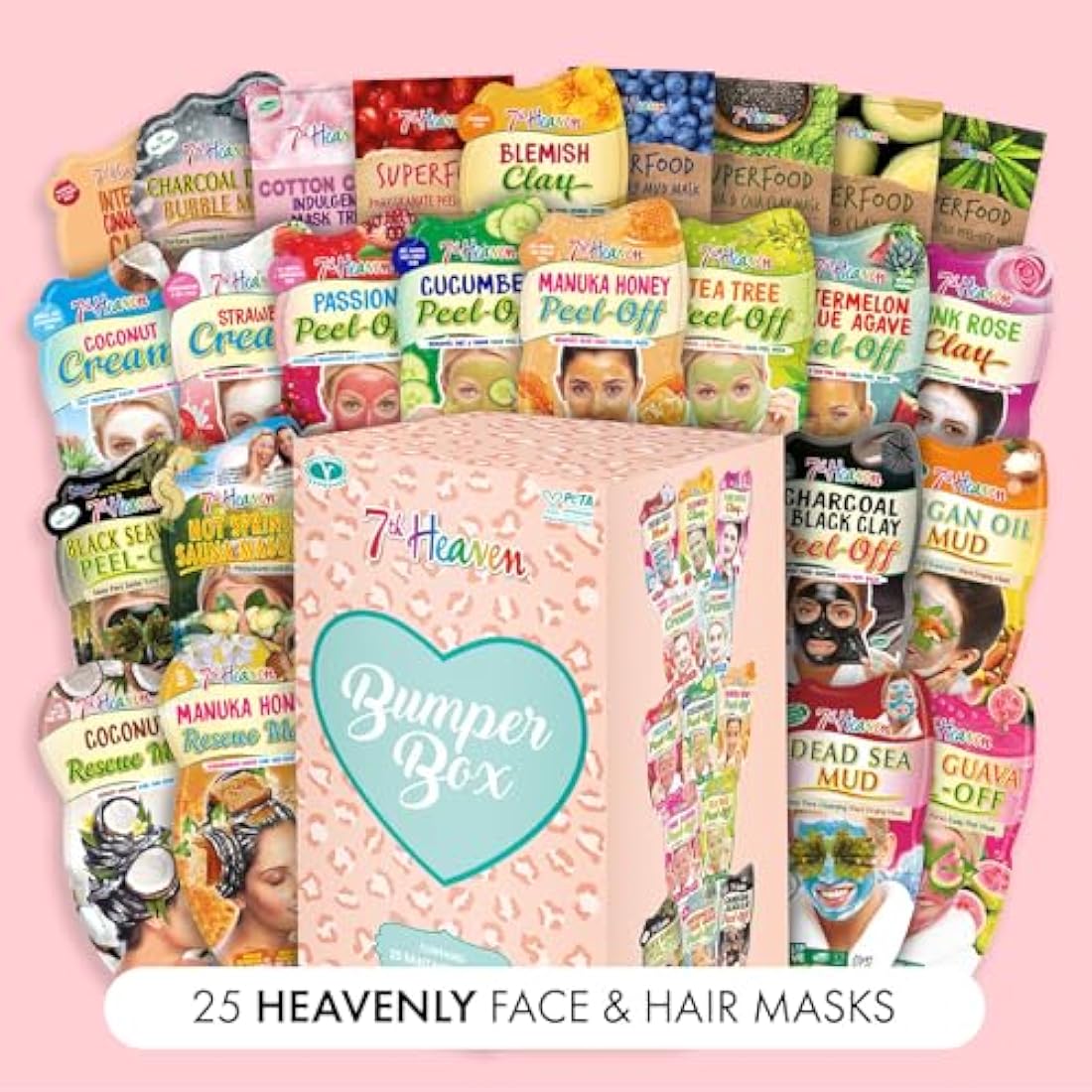 7th Heaven Bumper Box Face Mask Gift Set – 25 Pack Skincare Collection