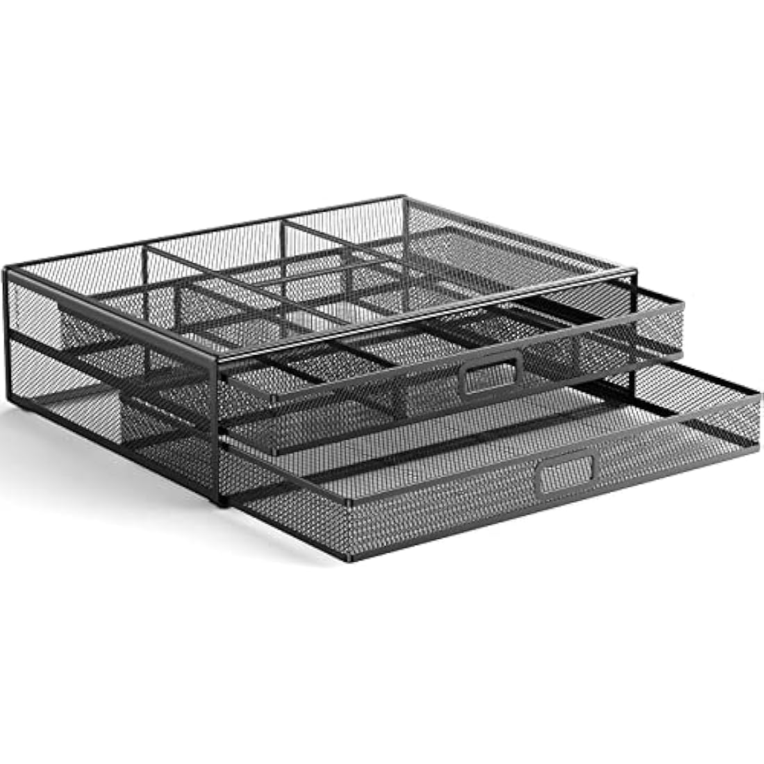 HUANUO Monitor Stand Riser with 2 Storage Drawers | Metal Mesh Desk Organizer