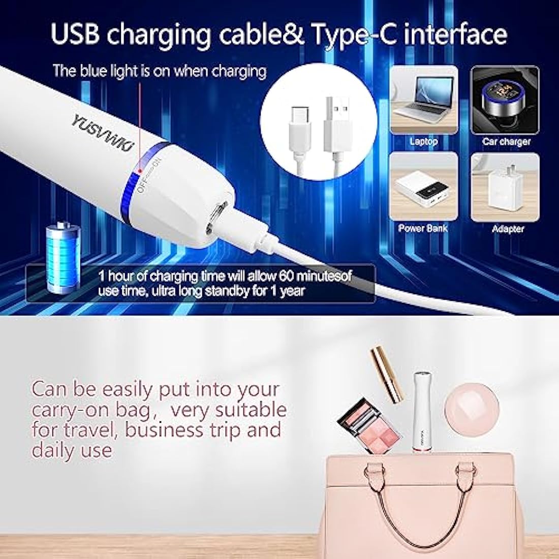 Jolof Store 5-in-1 Electric Lady Shaver – Waterproof USB Bikini Trimmer