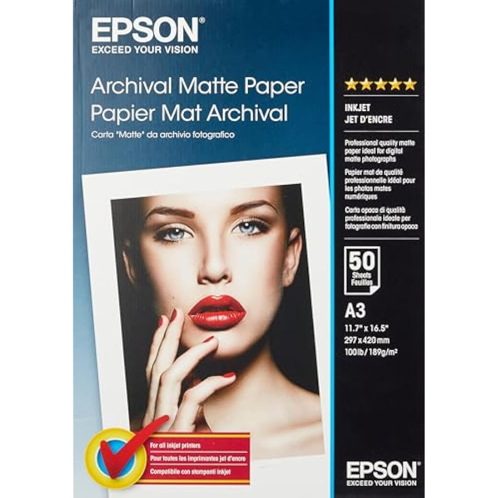 Epson Archival Matte Paper – A3 (297x420mm) 189g/m2 – 50 Sheets