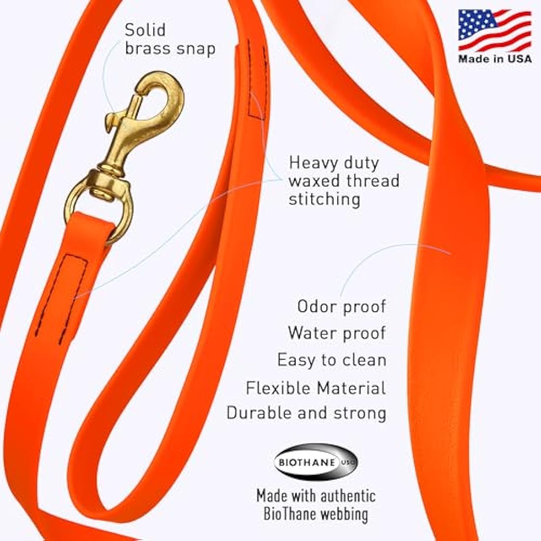 Viper Biothane Dog Tracking Lead | Waterproof Long Line Leash, 33ft