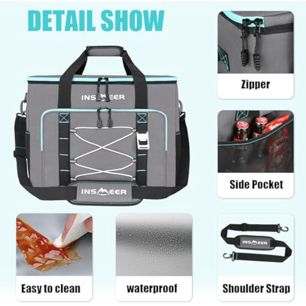 INSMEER 55L Large Insulated Cooler Bag | 90-Can Leakproof Soft Cooler