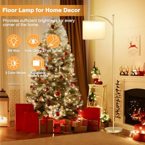 Aooshine Gold Floor Lamp – 3 Color Temperatures & Adjustable Shade
