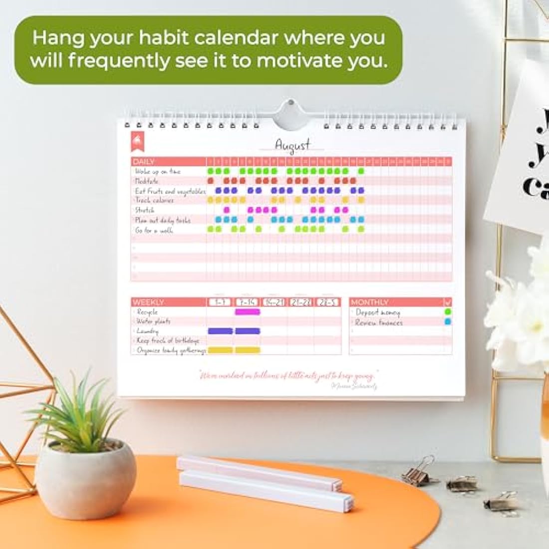 Clever Fox Habit Calendar – 24-Month Goal Planner & Tracker, Black