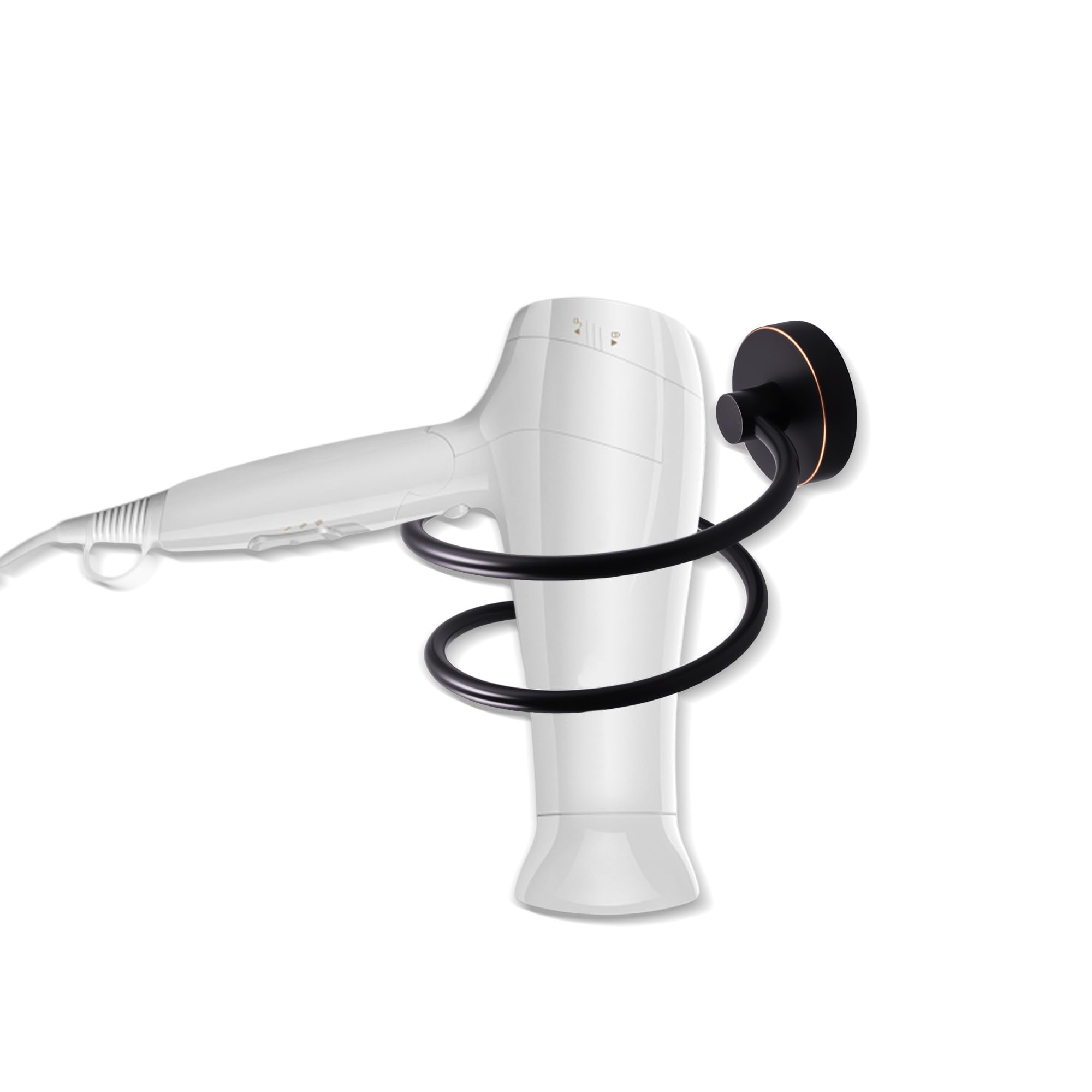 Wall Mounted Hair Dryer Holder – Stainless Steel Rack (Black)
