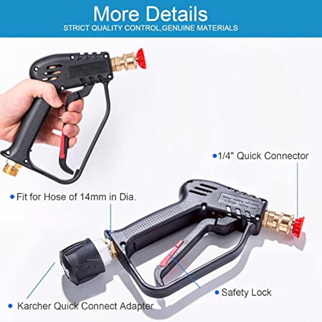 YUET High Pressure Washer Gun with 5 Nozzle Tips | 4350 PSI M22-14mm
