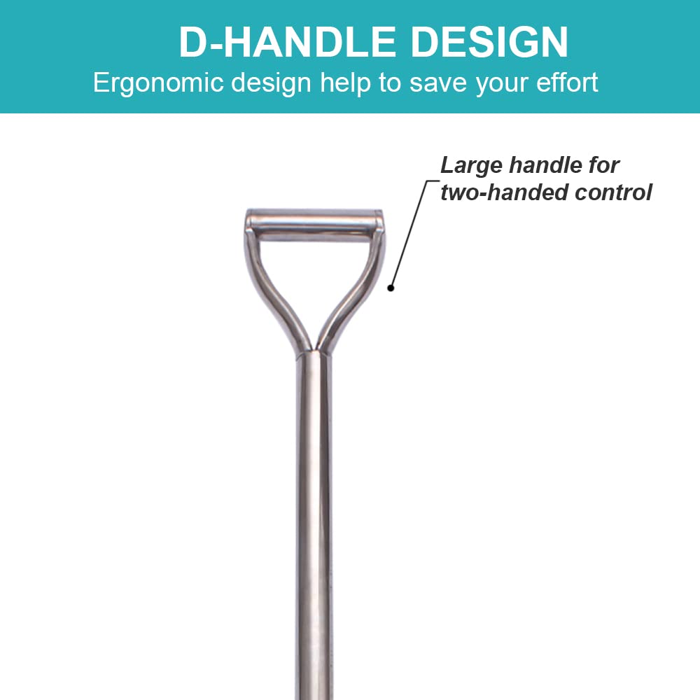 LUBAN Stainless Steel Square Shovel with D-Handle – Heavy Duty Garden Spade
