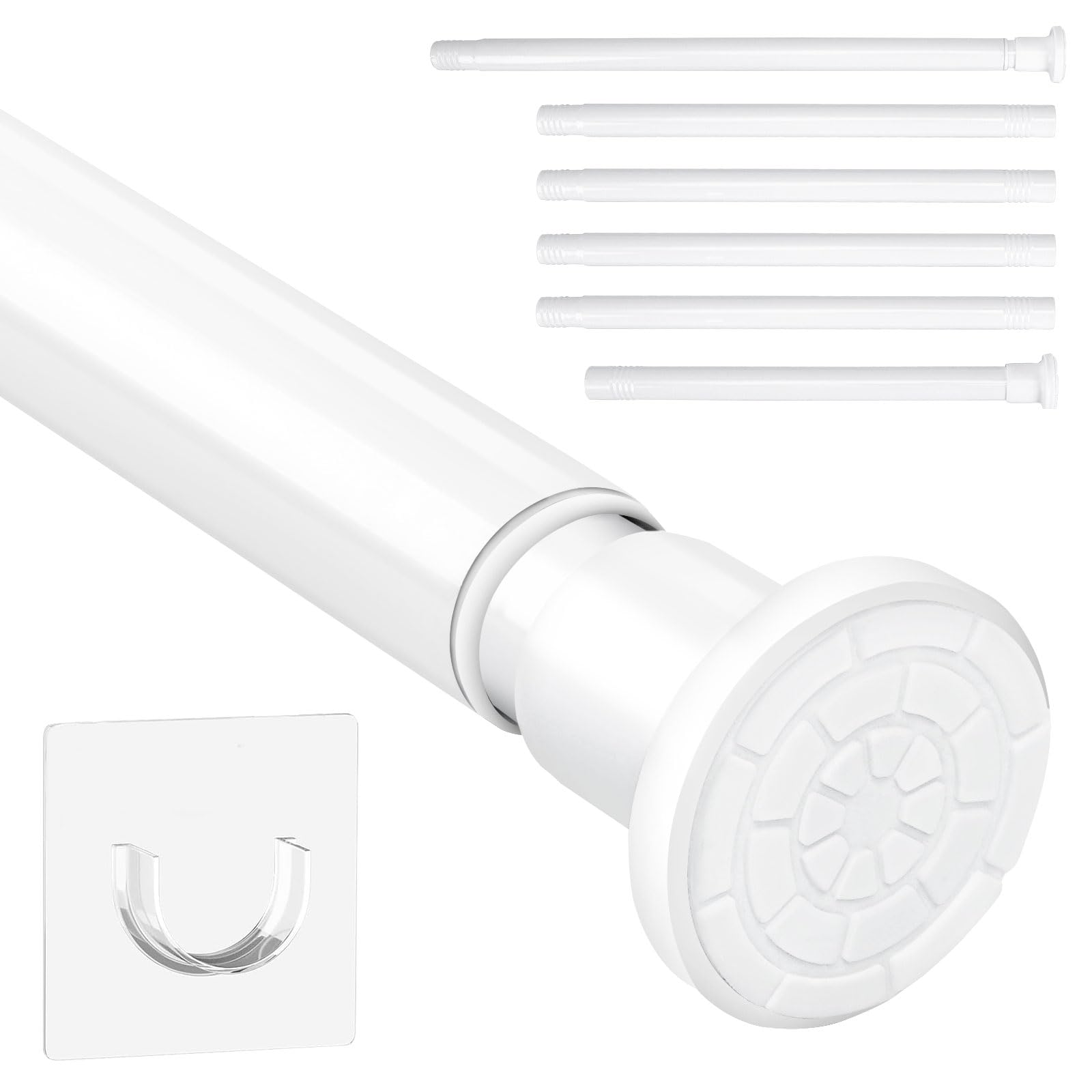 Stainless Steel Tension Shower Rail – 71-240cm, White