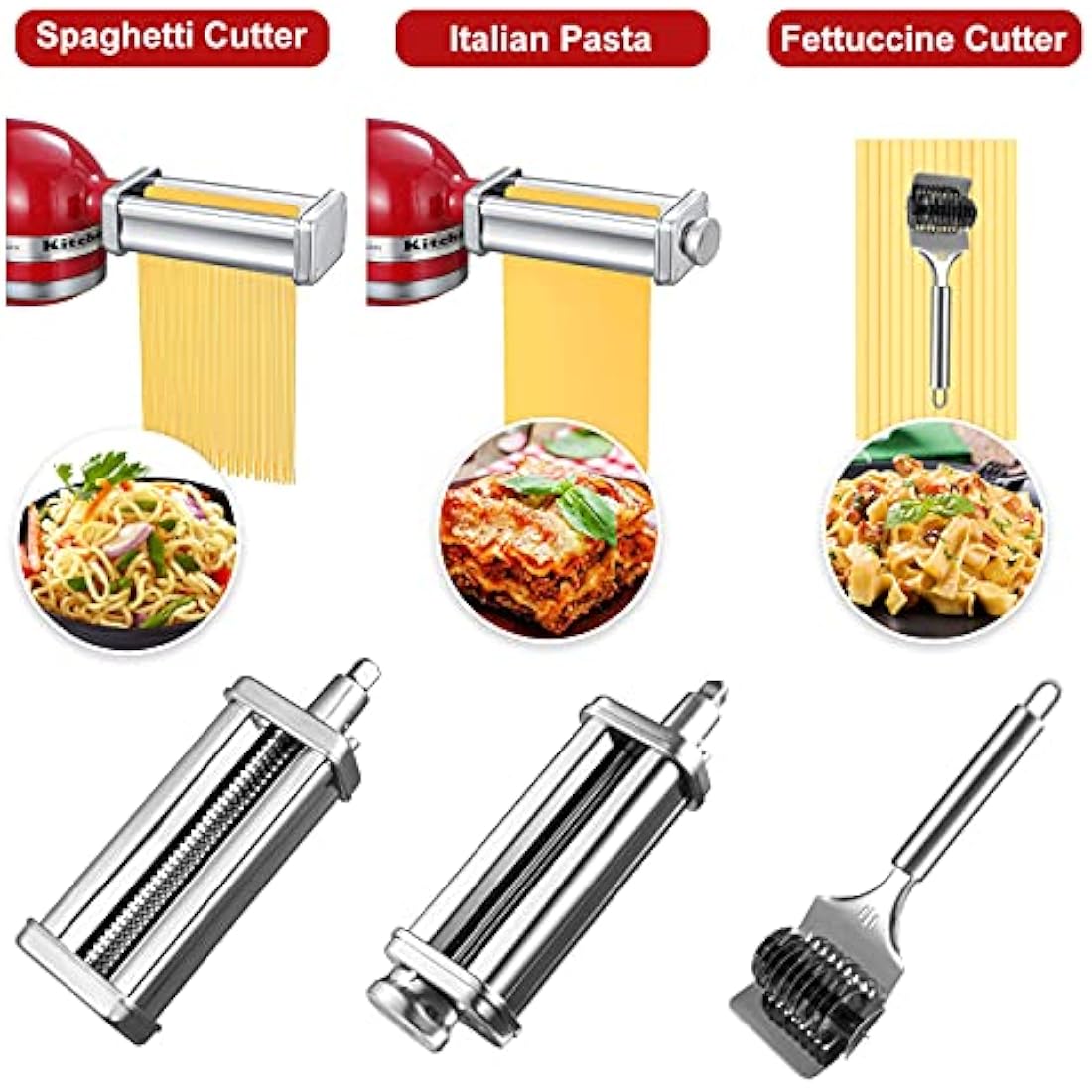 Jolof Store Stainless Steel Pasta Maker Attachment for KitchenAid Mixers