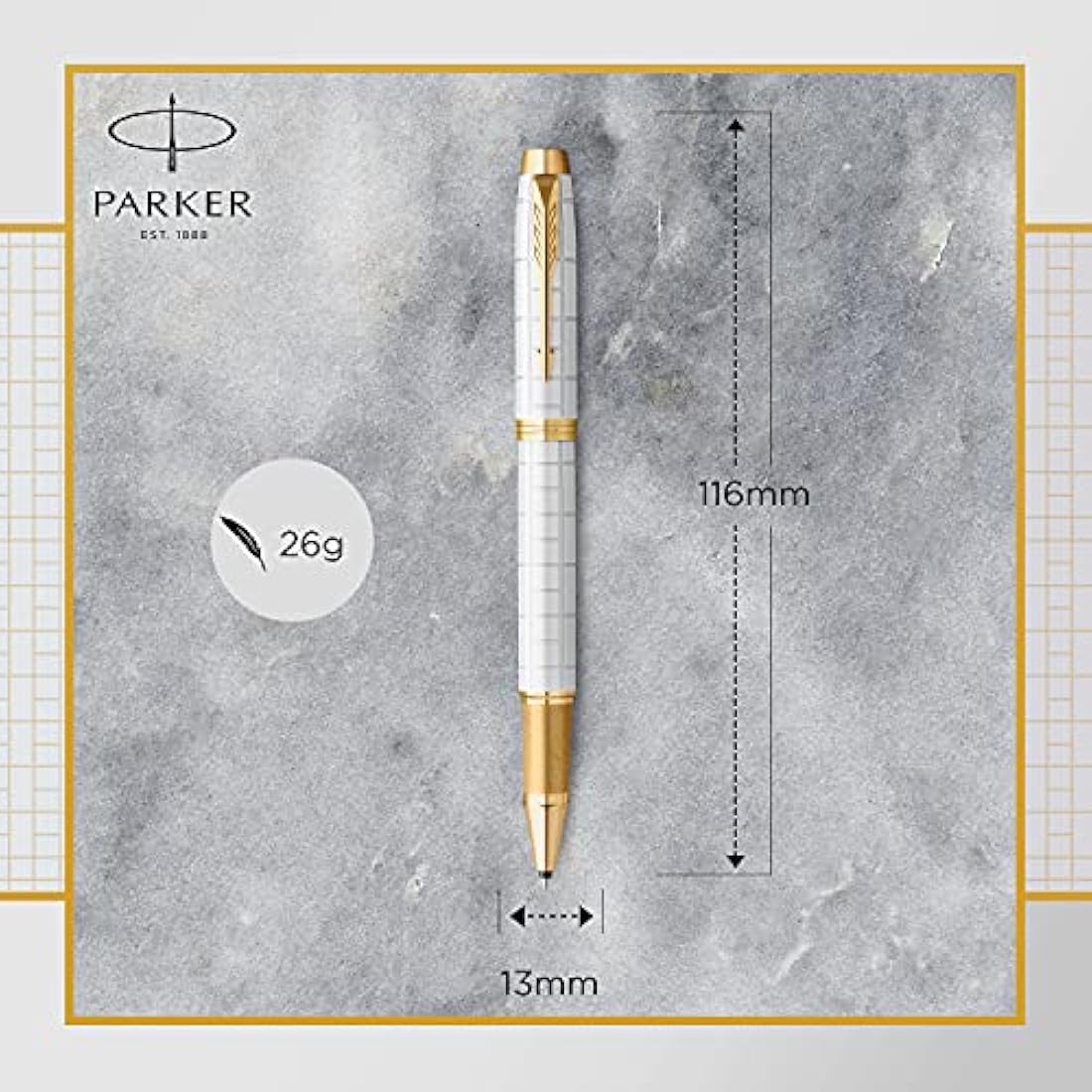 Parker IM Rollerball Pen – Pearl Lacquer with Gold Trim, Fine Point