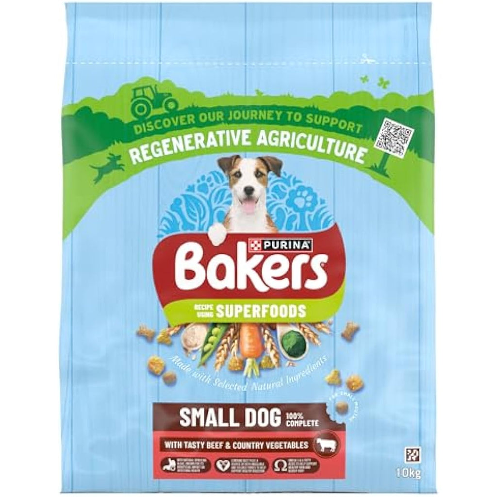 Bakers Small Dog Dry Dog Food – Beef & Vegetable Kibble, 10kg Bag