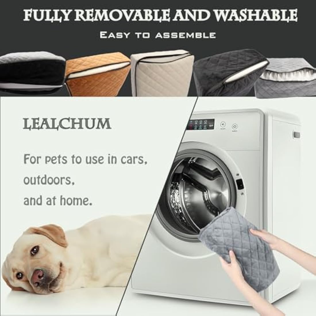 Lealchum Dog Booster Car Seat – Washable Memory Foam Pet Seat, Medium