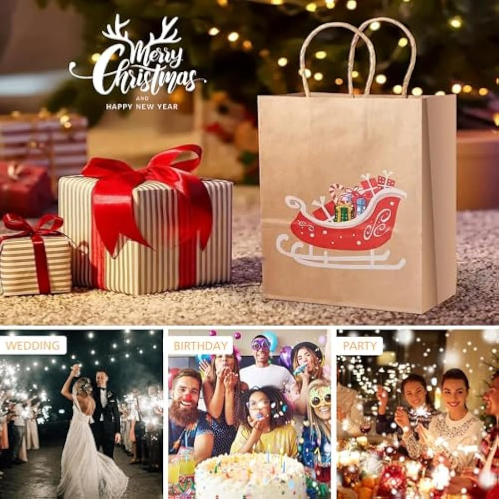 GIFTSAY Brown Kraft Paper Gift Bags with Handles - 50 Pack, 15x8x21cm