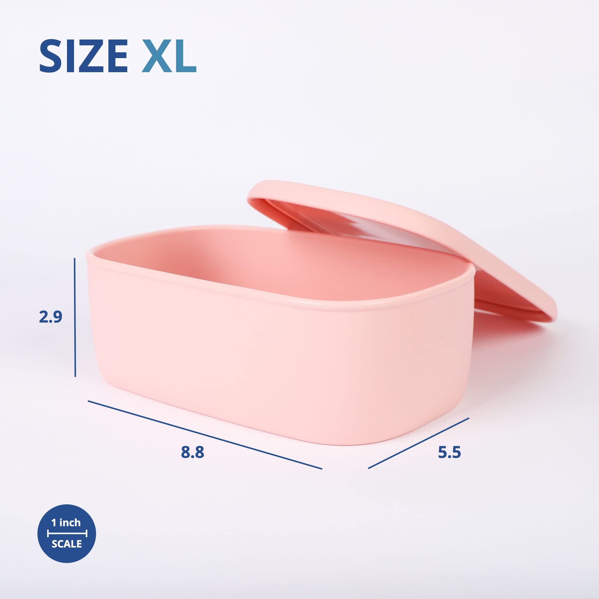 BLUE GINKGO Large Silicone Food Storage Container | 47oz Airtight - Pink