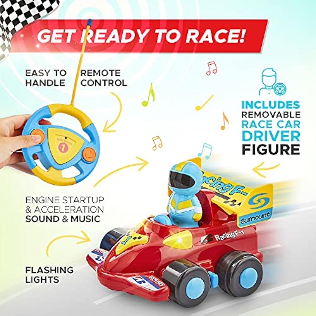Tippi My First F1 Remote Control Car - Toddler Toy with Sound & Lights