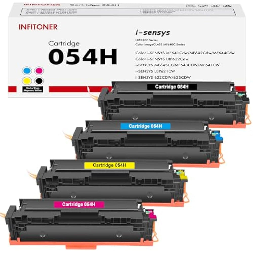 INFITONER 054H High-Yield Toner Cartridges for Canon i-SENSYS (4-Pack)