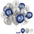 Jolof Store 40th Birthday Balloons - 15pc Navy Blue & Silver Latex Decor