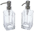 Jolof Store Glass Soap Dispenser | 12oz Stainless Steel Pump - 2 Pack
