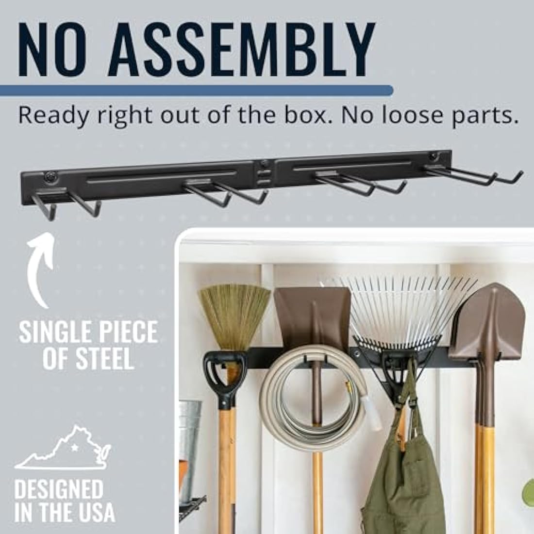 StoreYourBoard Heavy-Duty Steel Wall-Mounted Tool Rack with 4 Hooks