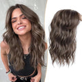 MORICHY 16" Wavy Curly Hair Topper with Fringe – Brown Highlights Clip-In