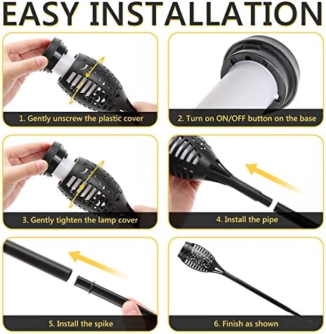 Geemoo Solar Torch Lights – 12 Pack Waterproof Flickering Flame Decor