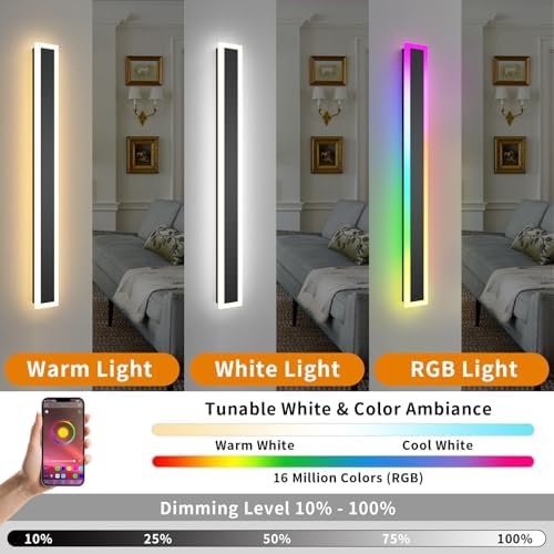 Zihoi RGB Outdoor Wall Lights – 60CM Smart LED Sconce 2-Pack IP65