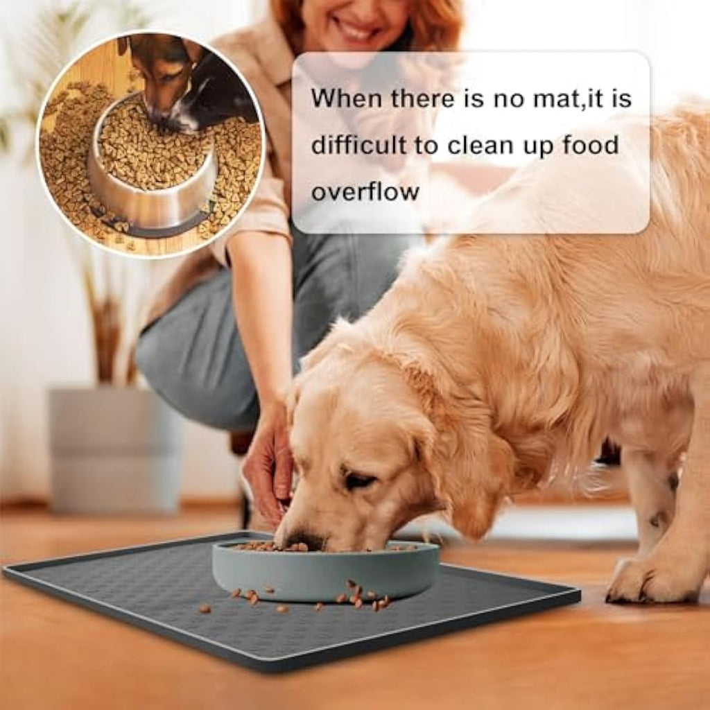 MOACC Silicone Pet Feeding Mat – Waterproof Non-Slip Dog Bowl Mat, Grey