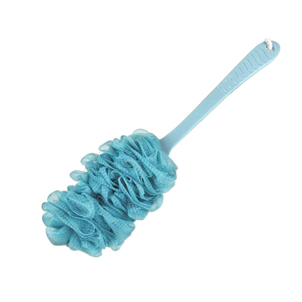 HEALLILY Long Handle Mesh Bath Brush | Soft Back Scrubber - Blue