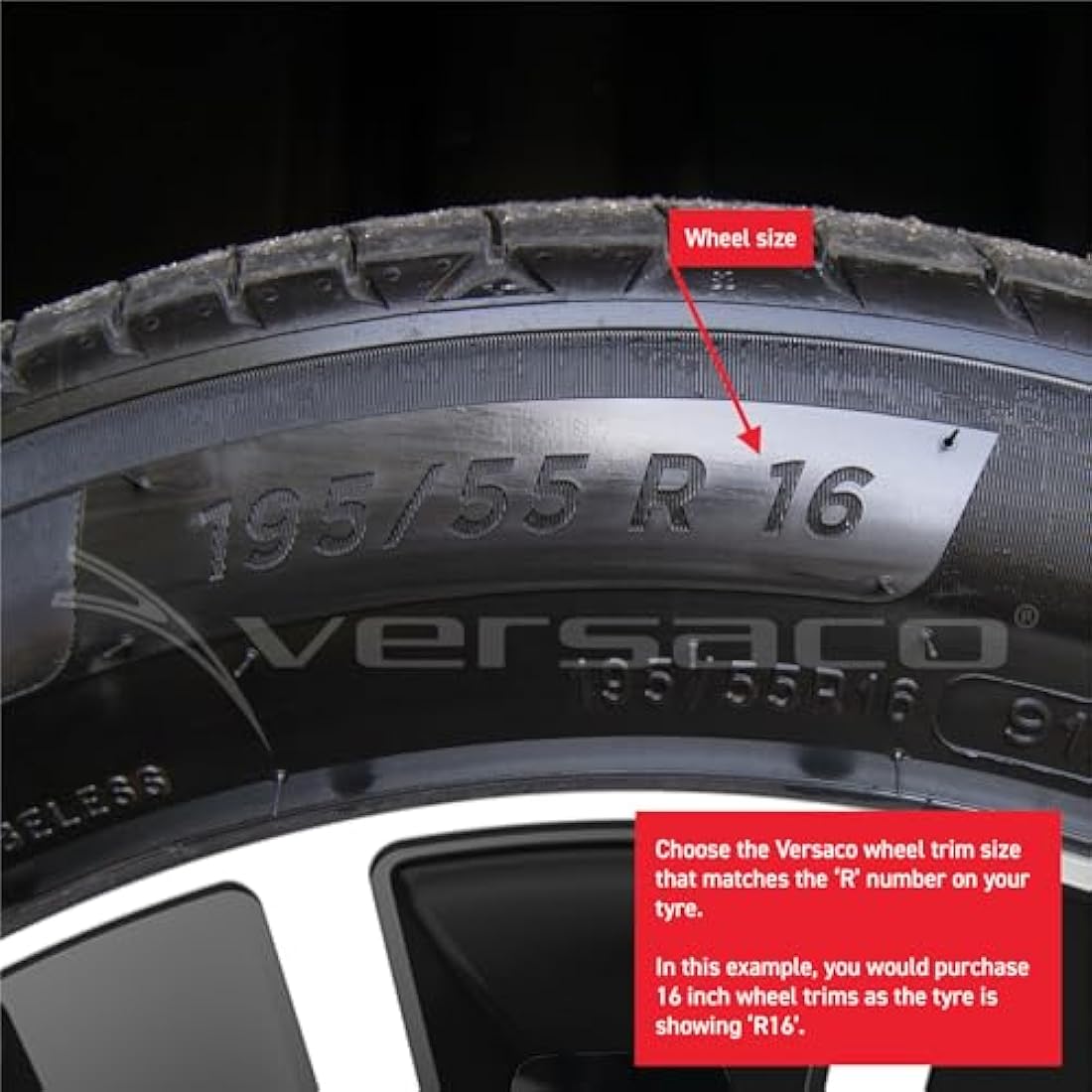 Versaco 14 Inch Black Wheel Trims – 7-Spoke Car Hubcaps (Set of 4)