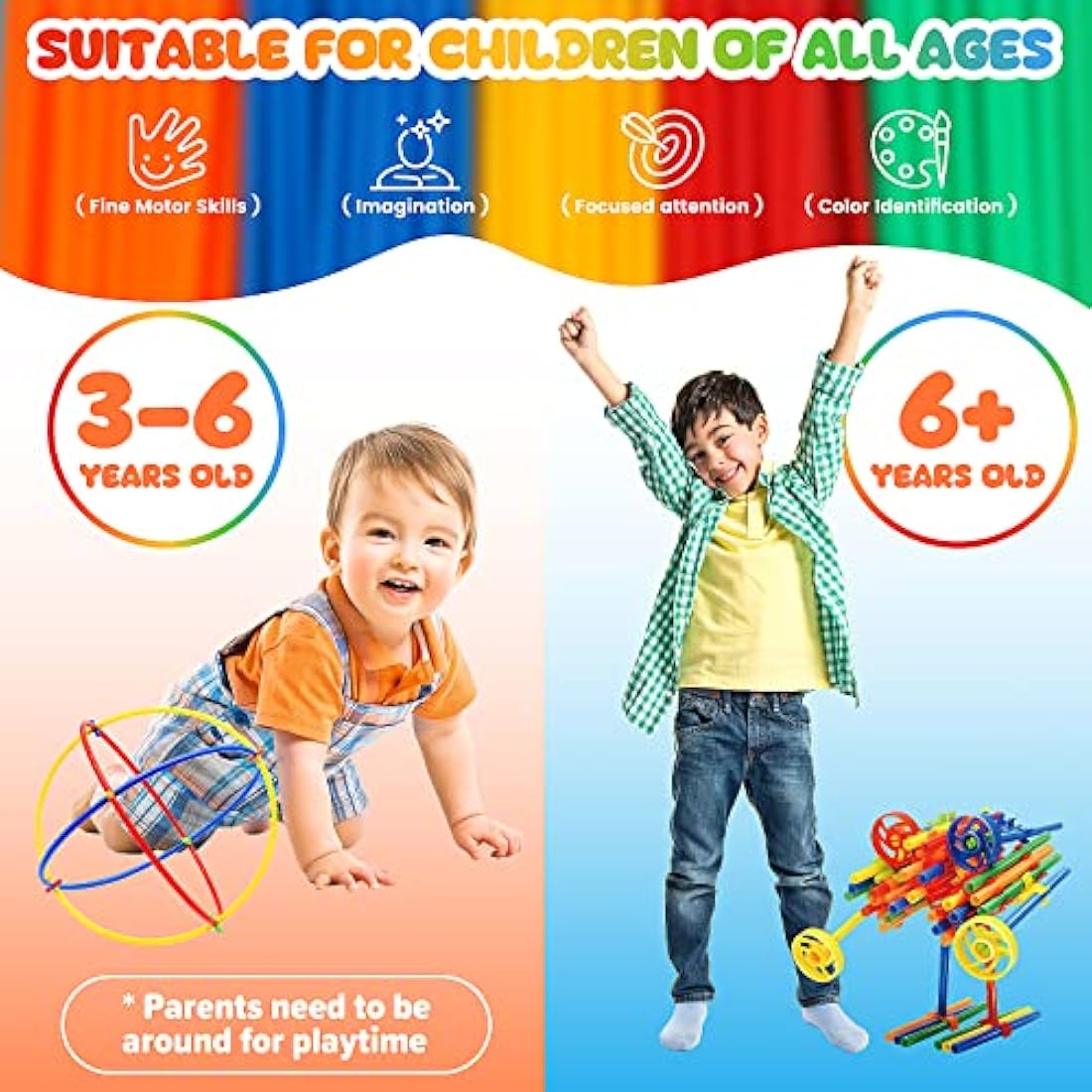 1000pc STEM Fort Building Tubes and Connectors Toy Set