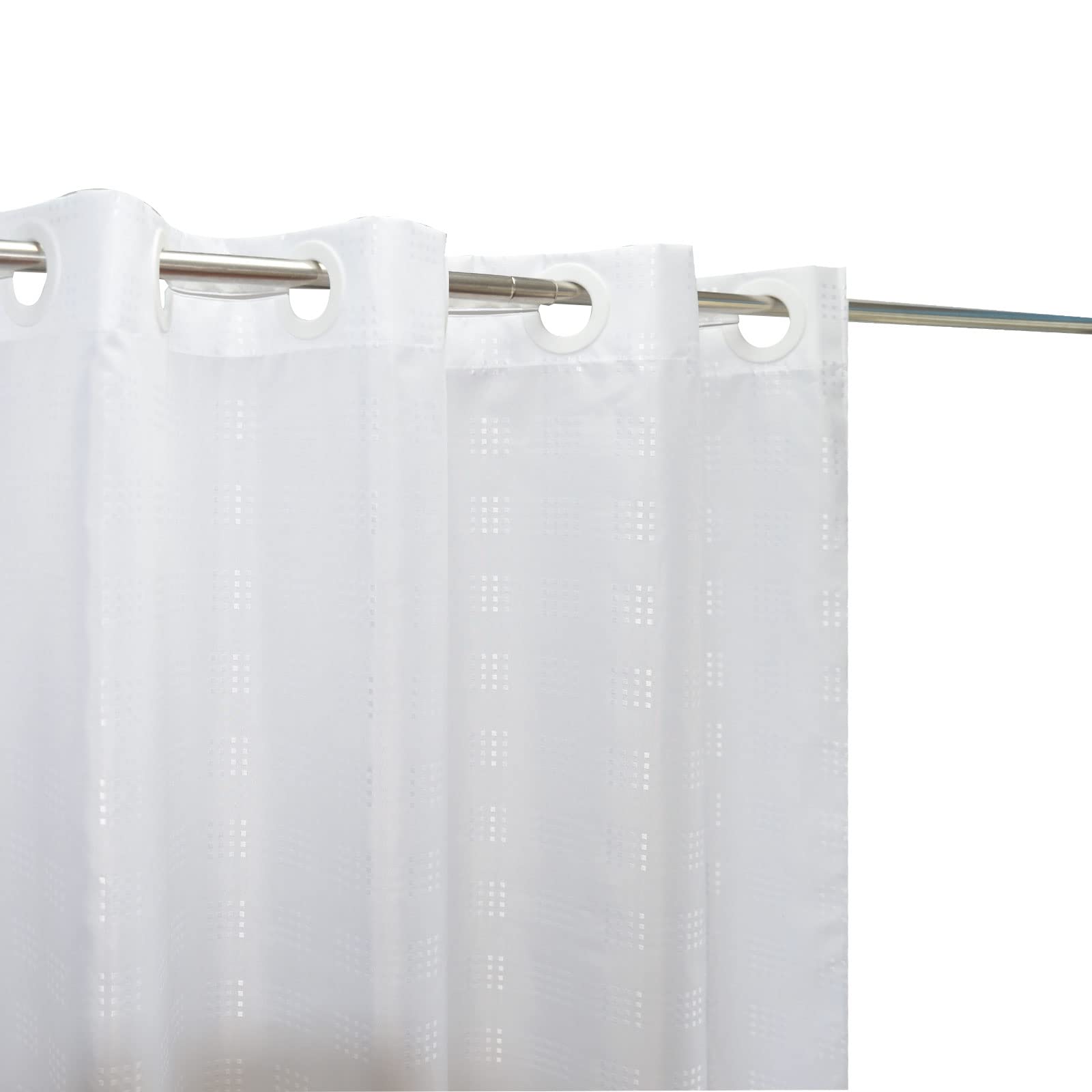 Jolof Store White No Hook Extra Long Textured Shower Curtain - 180x200cm