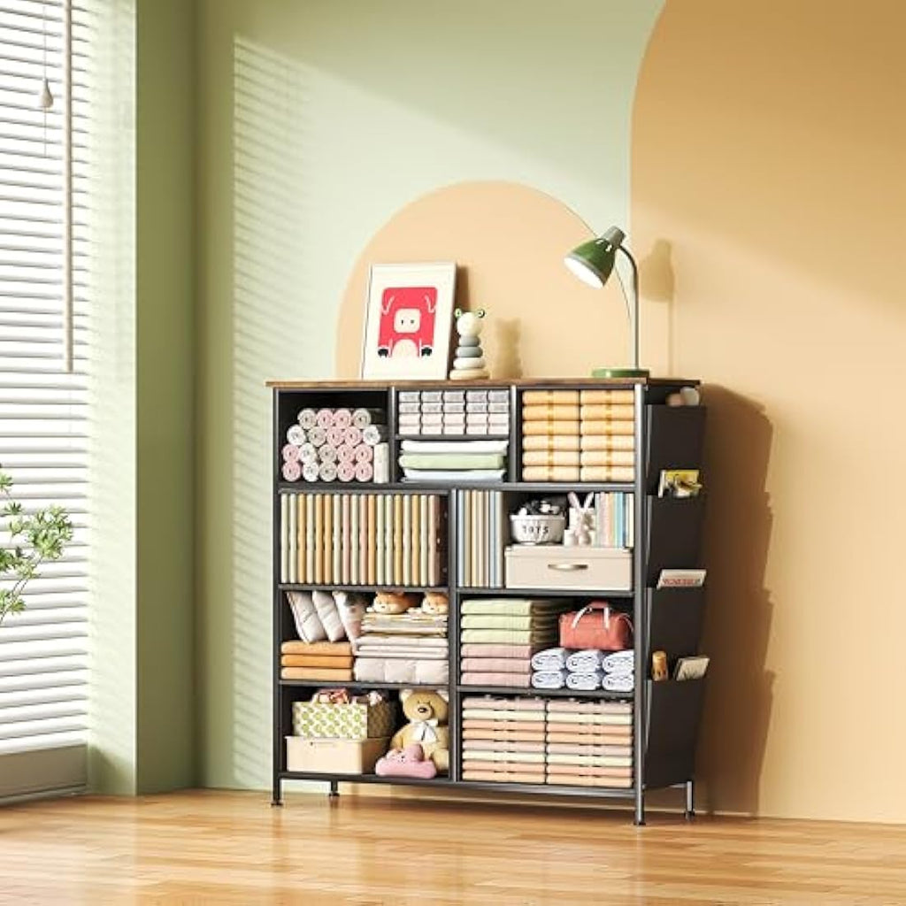 10-Drawer Fabric Dresser – Rustic Brown Storage Organizer