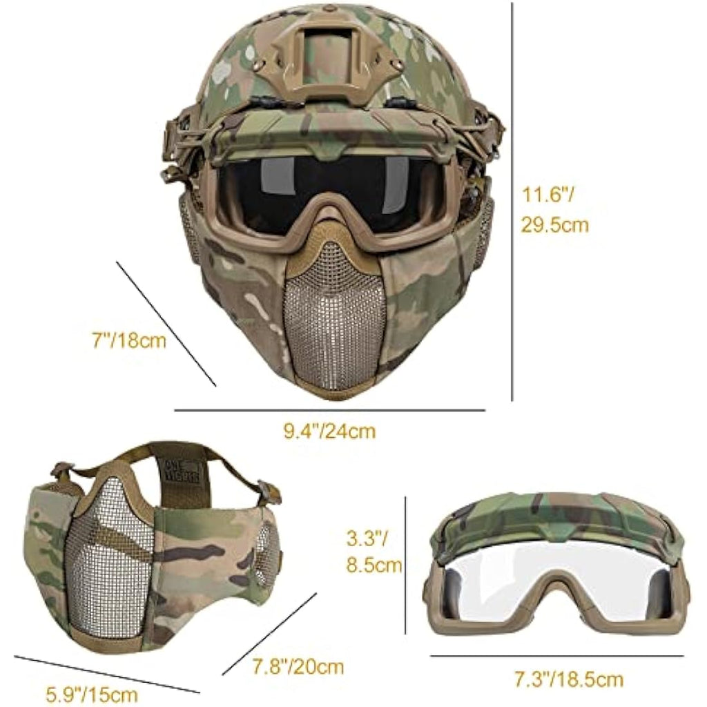 OneTigris Airsoft Fast Helmet | Full Face Tactical Mask and Goggles