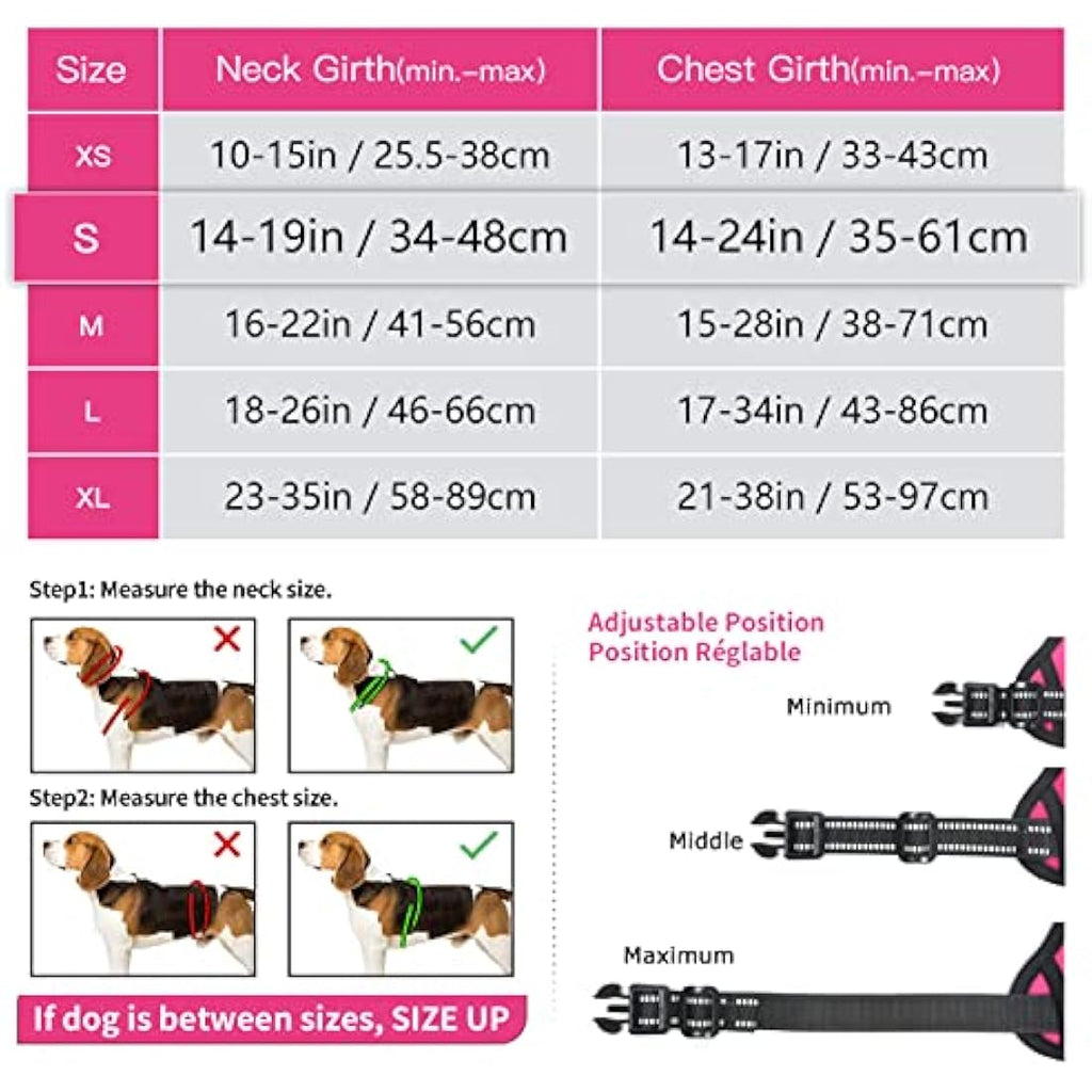 HEELE No Pull Dog Harness | Reflective Adjustable Nylon Vest – Rose, Small