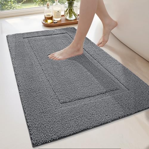 DEXI Bath Mat | 60x110cm Non-Slip Absorbent Microfiber Rug - Grey