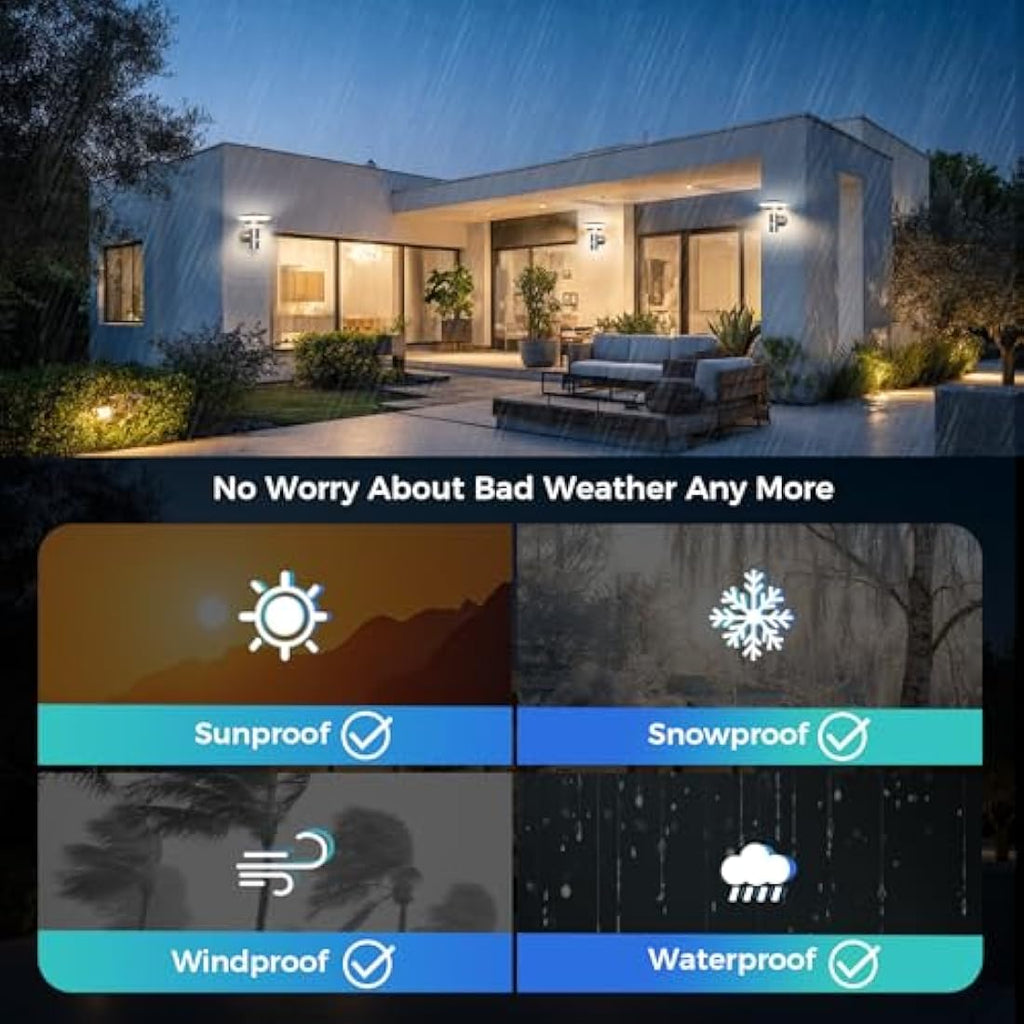 NBHANYUAN Outdoor LED Wall Light – SUS316 Stainless Steel Motion Sensor 2PK