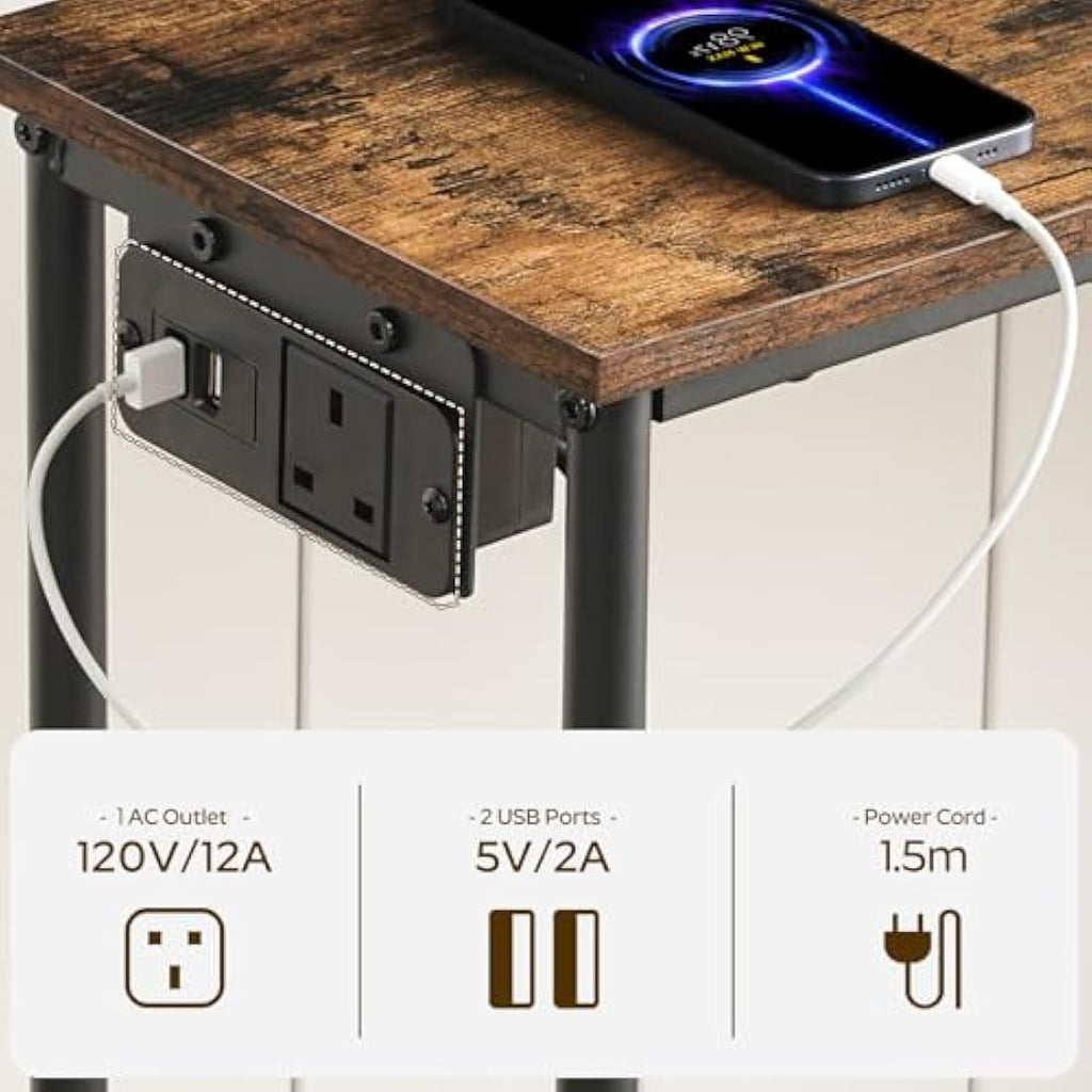 YATINEY Slim Console Table with Power Outlet | 2-Tier Sofa Table