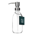 Kuishi Clear Glass Soap Dispenser | 250ml Refillable Stainless Steel Pump