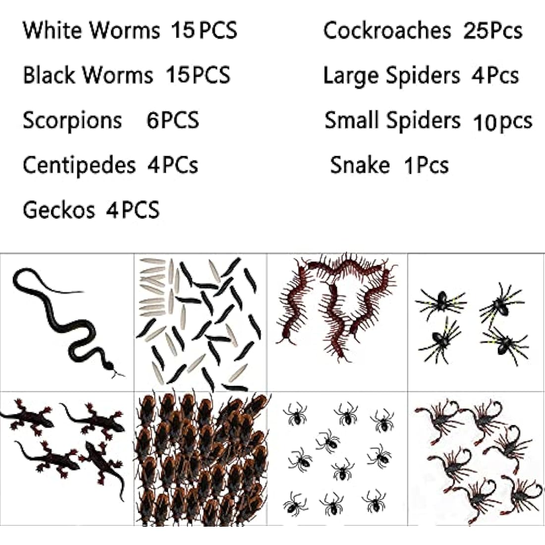 Whaline 84pc Realistic Halloween Plastic Bugs | Scary Insect Party Favors