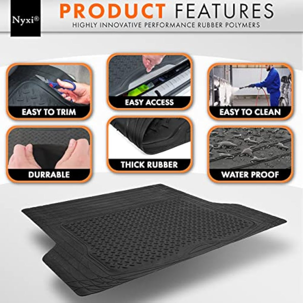 Nyxi 5-Piece Heavy Duty Rubber Car Mats & XL Boot Mat | Universal Fit