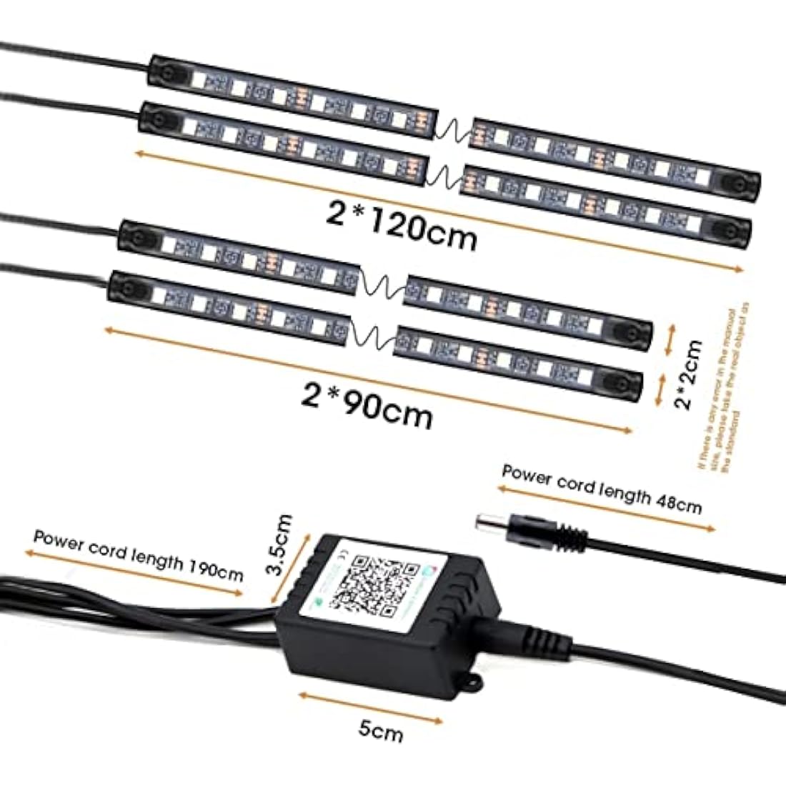 GDICONIC RGB LED Underglow Car Light Kit | App Control Neon Strip Lights