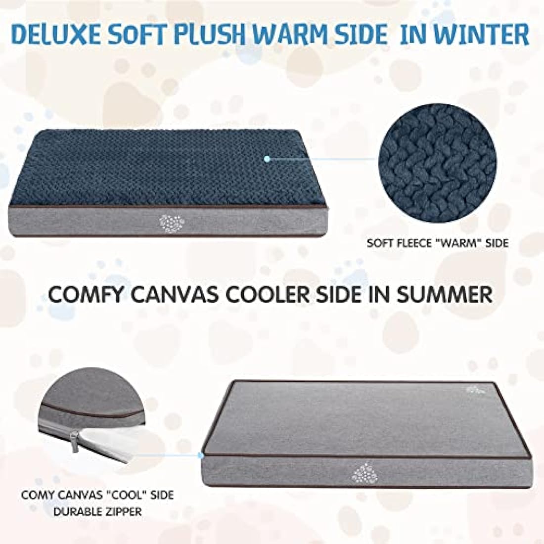 VANKEAN Orthopedic Dog Bed – Reversible Washable Egg-Crate Foam Crate Mat