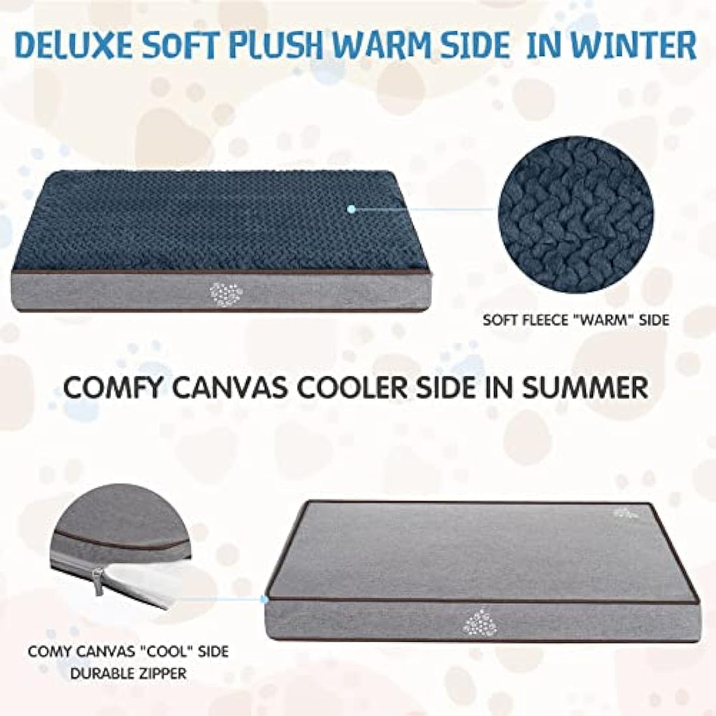 VANKEAN Orthopedic Dog Bed – Reversible Washable Crate Pad, Gray