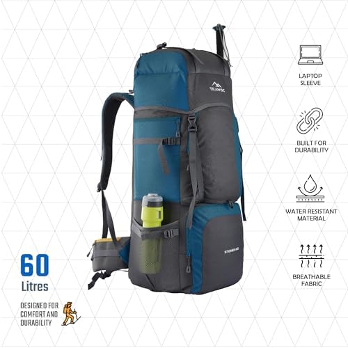 TRAWOC STONEX 60L Trekking Rucksack – Hiking Travel Backpack for Men & Women