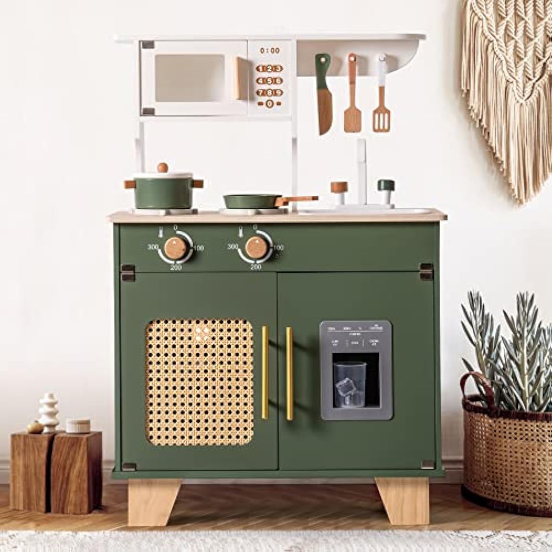 ROBUD Wooden Toy Kitchen with Accessories – Kids Pretend Play Set