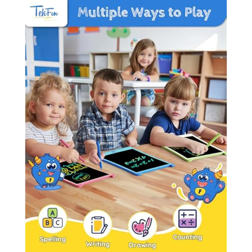 TEKFUN 10" LCD Writing Tablet 2-Pack | Colorful Erasable Drawing Board